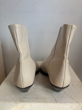 Isabel Marant Cream Leather Pointed ANkle Boot, 39