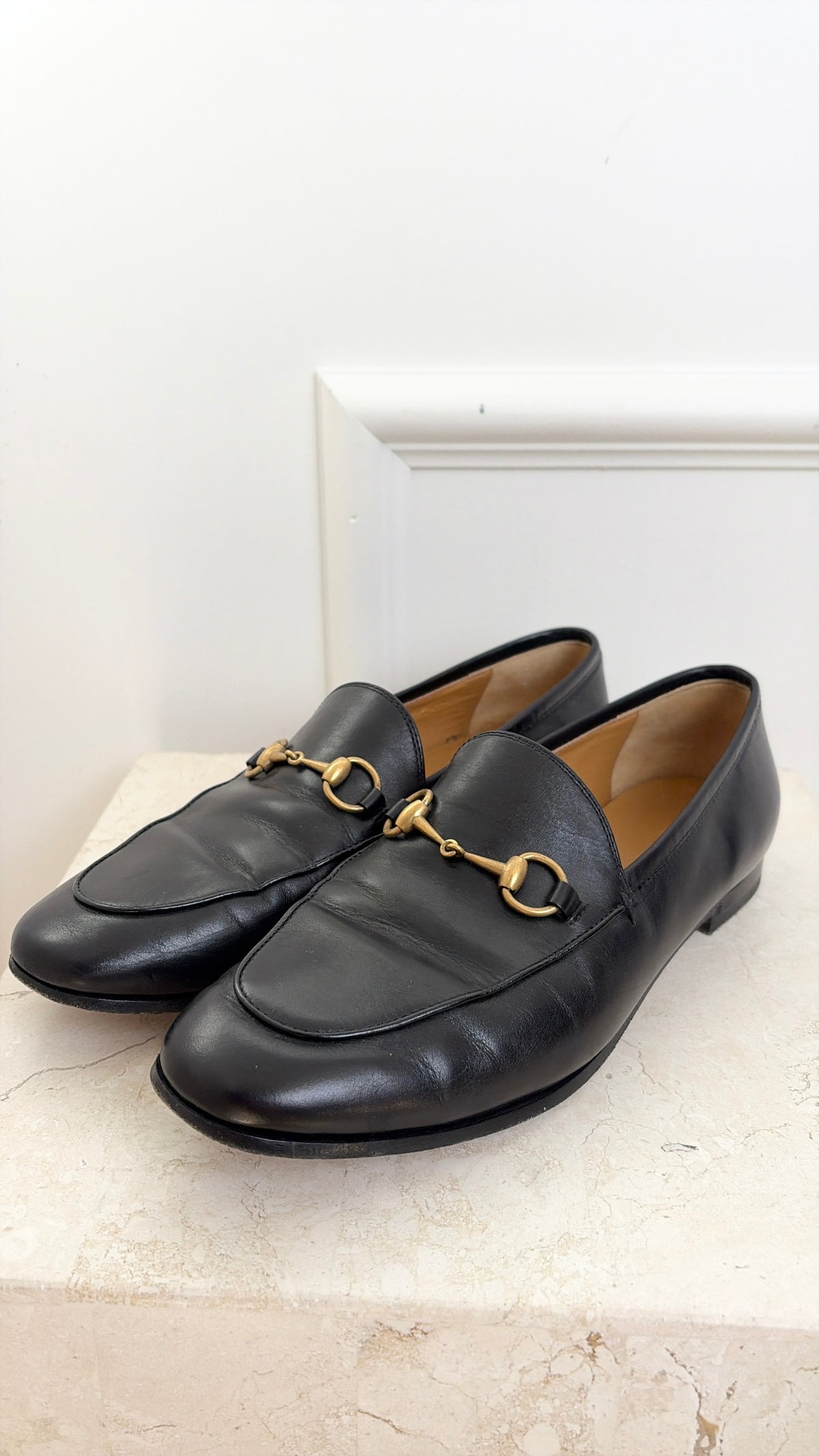 Gucci Black Leather Jordaan Loafer, 38