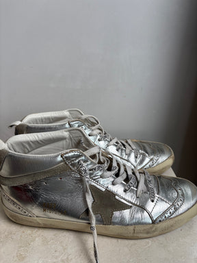 Golden Goose Silver Midstar Sneakers, 40