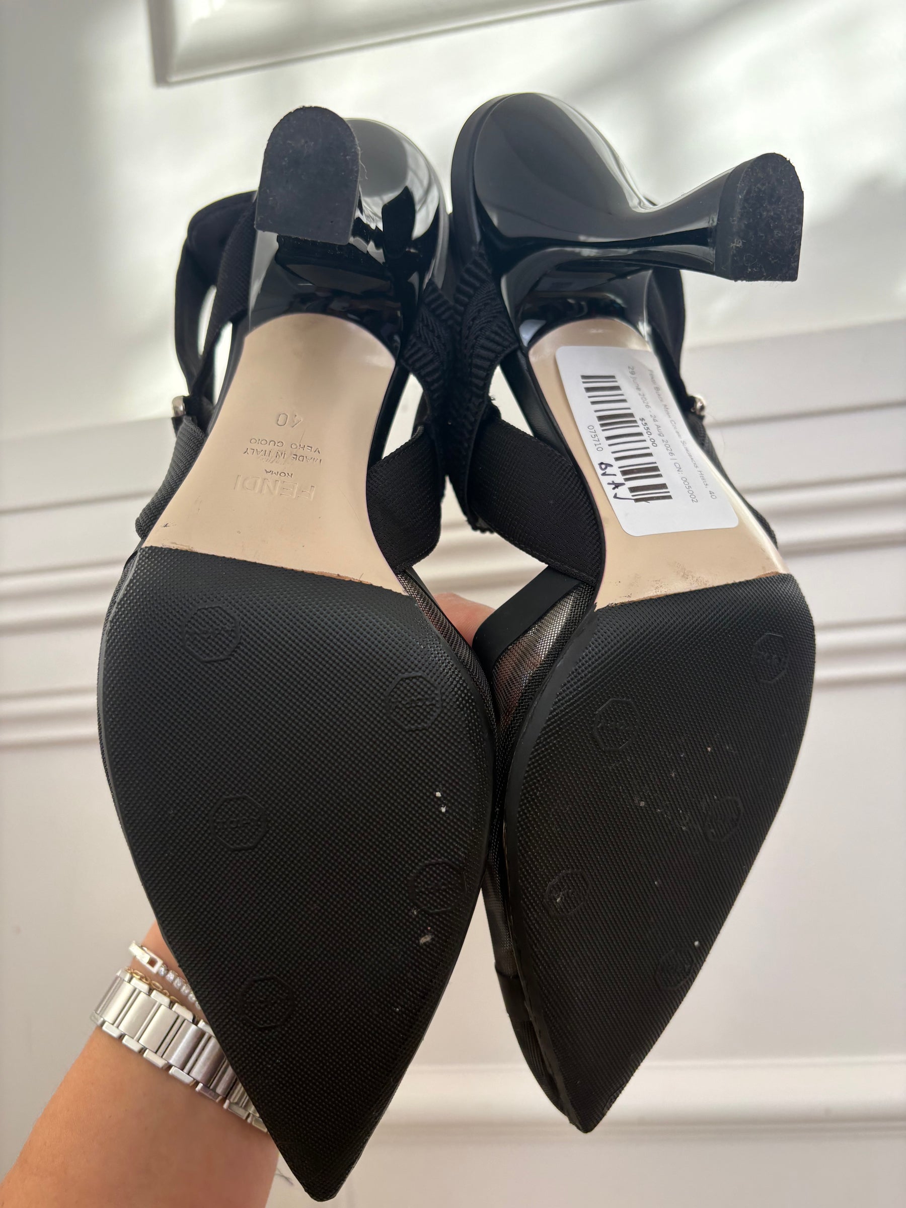 Fendi Black Mesh Colibri Slingbacks Heels, 40