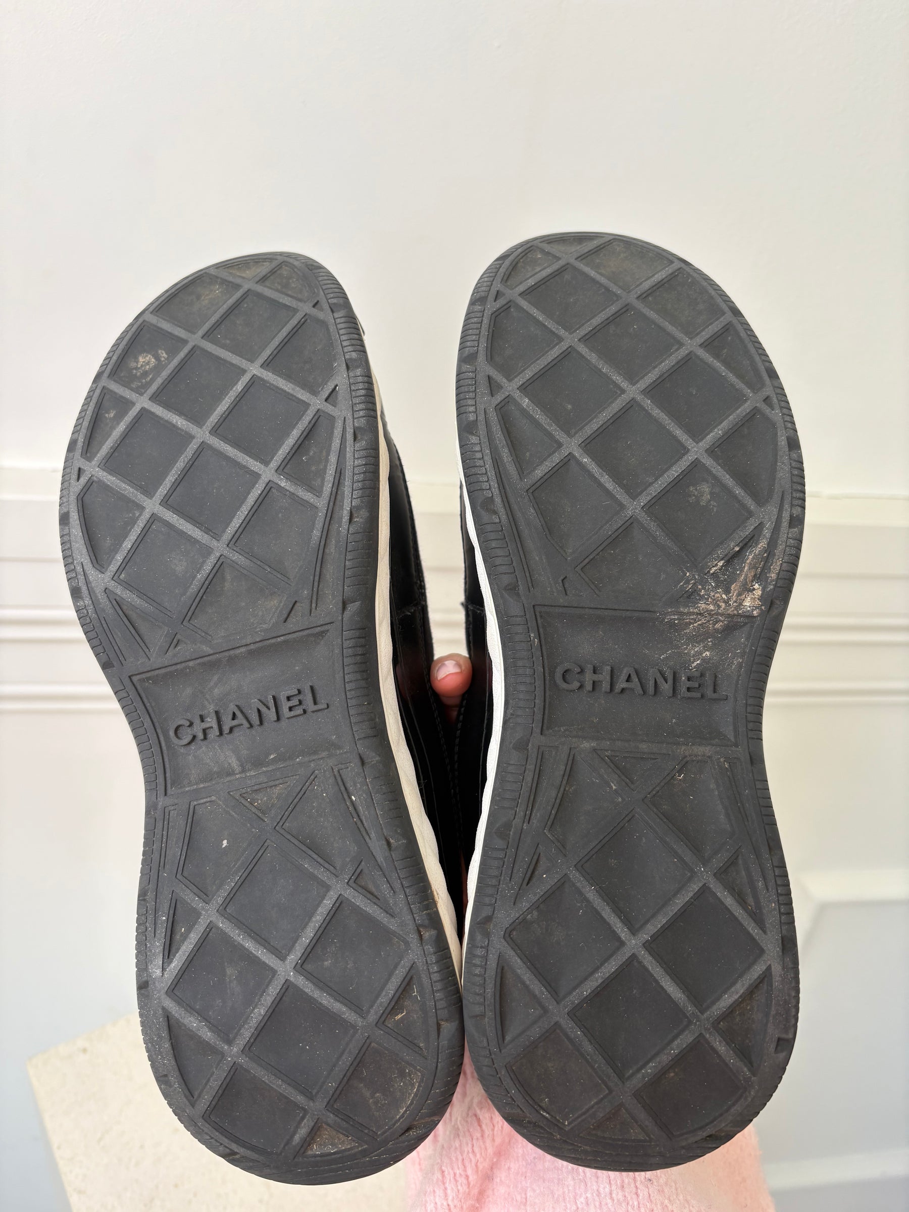 Chanel Black and White Logo Sneakers, 38.5