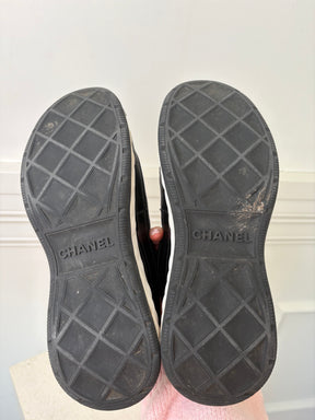 Chanel Black and White Logo Sneakers, 38.5
