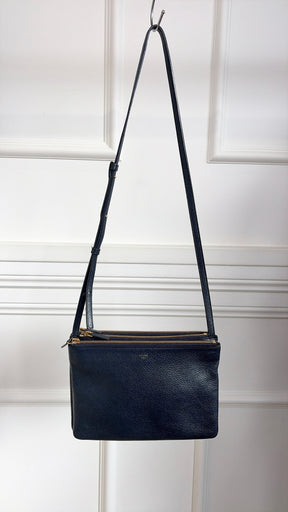 Celine Navy Leather Trio Bag