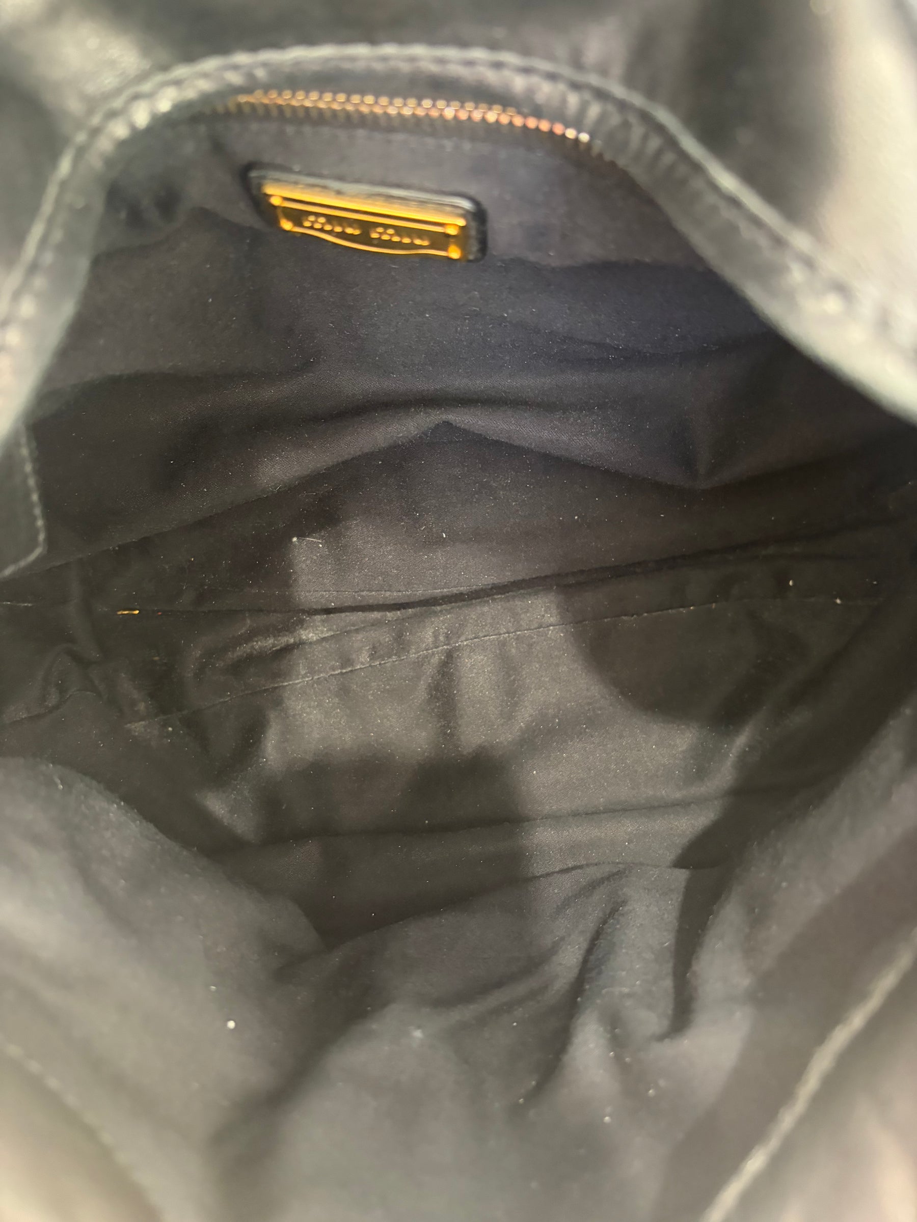 Miu Miu Black Leather Matelasse Coffer Hobo Bag