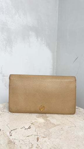 Chanel Beige Leather Long Flap Wallet