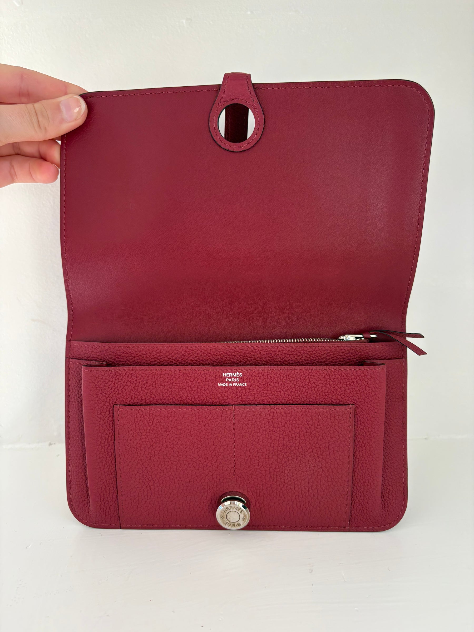 Hermès Burgundy Leather Dogon Wallet