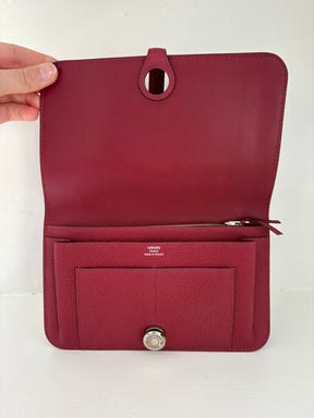 Hermès Burgundy Leather Dogon Wallet
