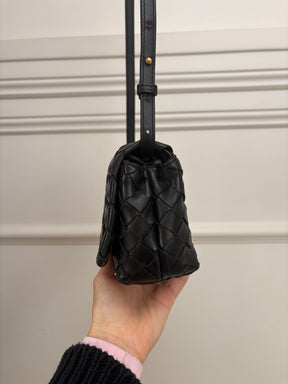 Bottega Veneta Black Intrecciato Mini Flap Bag