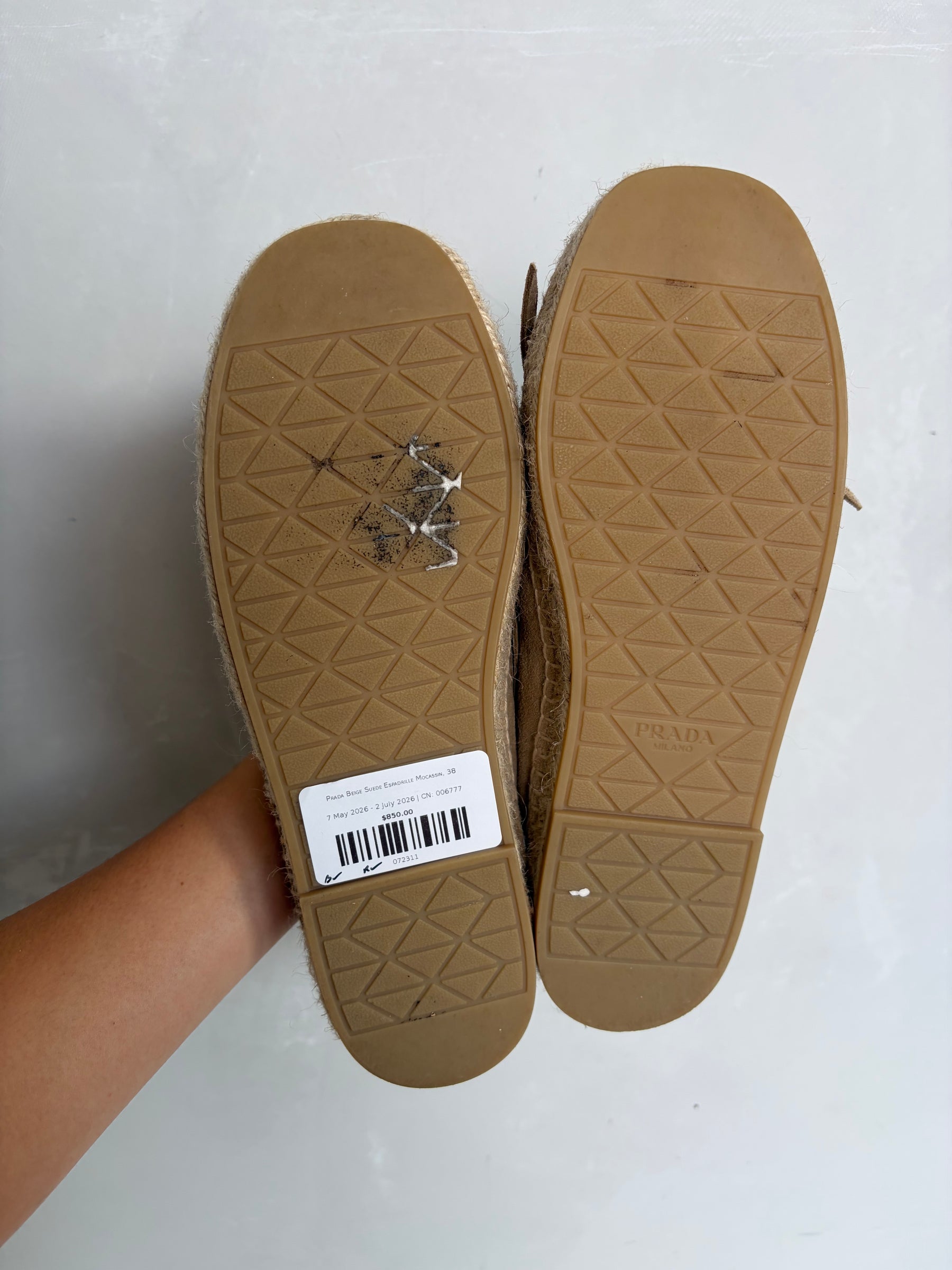 Prada Beige Suede Espadrille Mocassin, 38