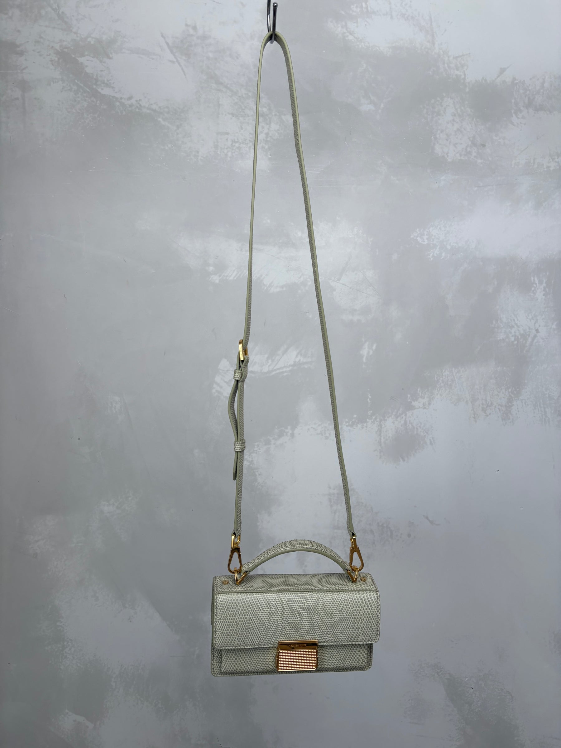 Golden Goose Sage Lizard Embossed Mini Top Handle Crossbody Bag
