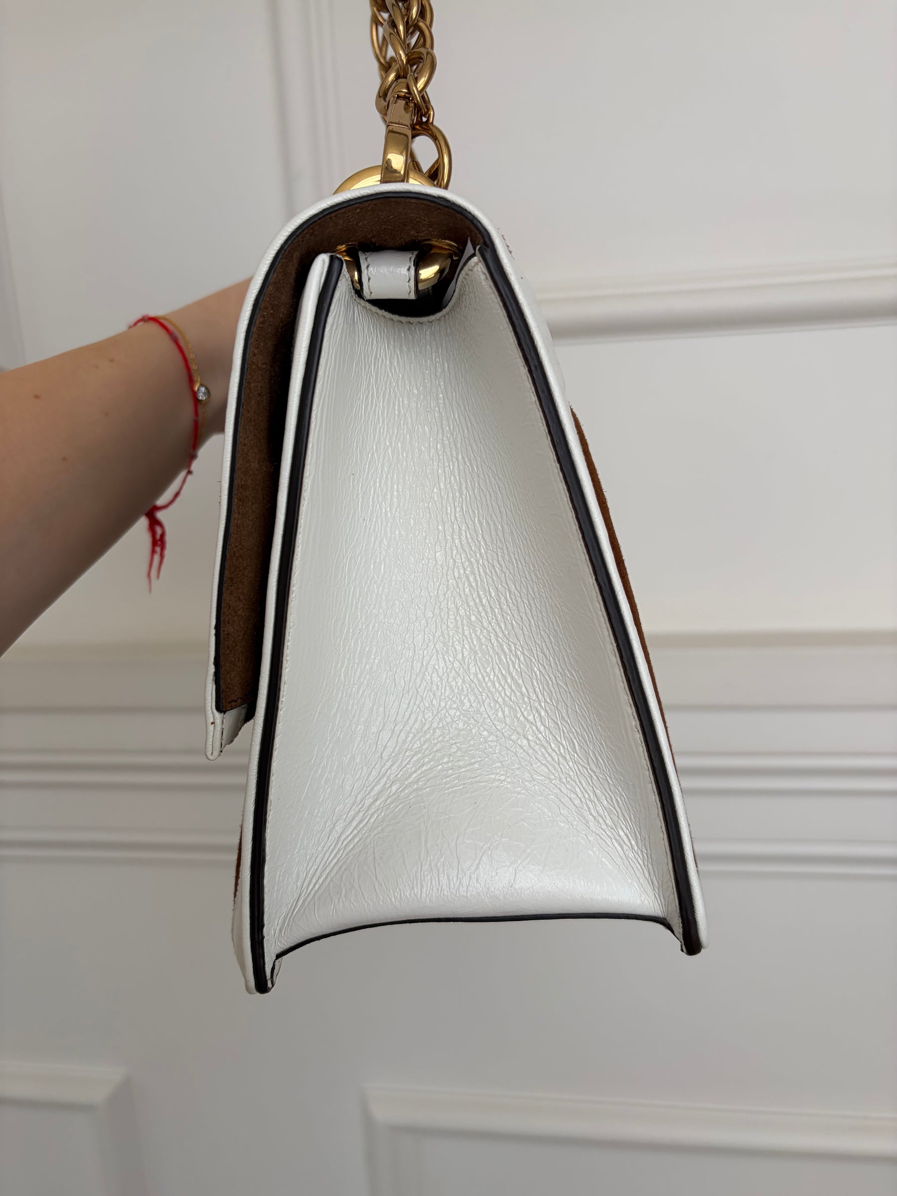 Fendi White Brown Black and Blue Suede and Leather Kan U Shoulder Bag