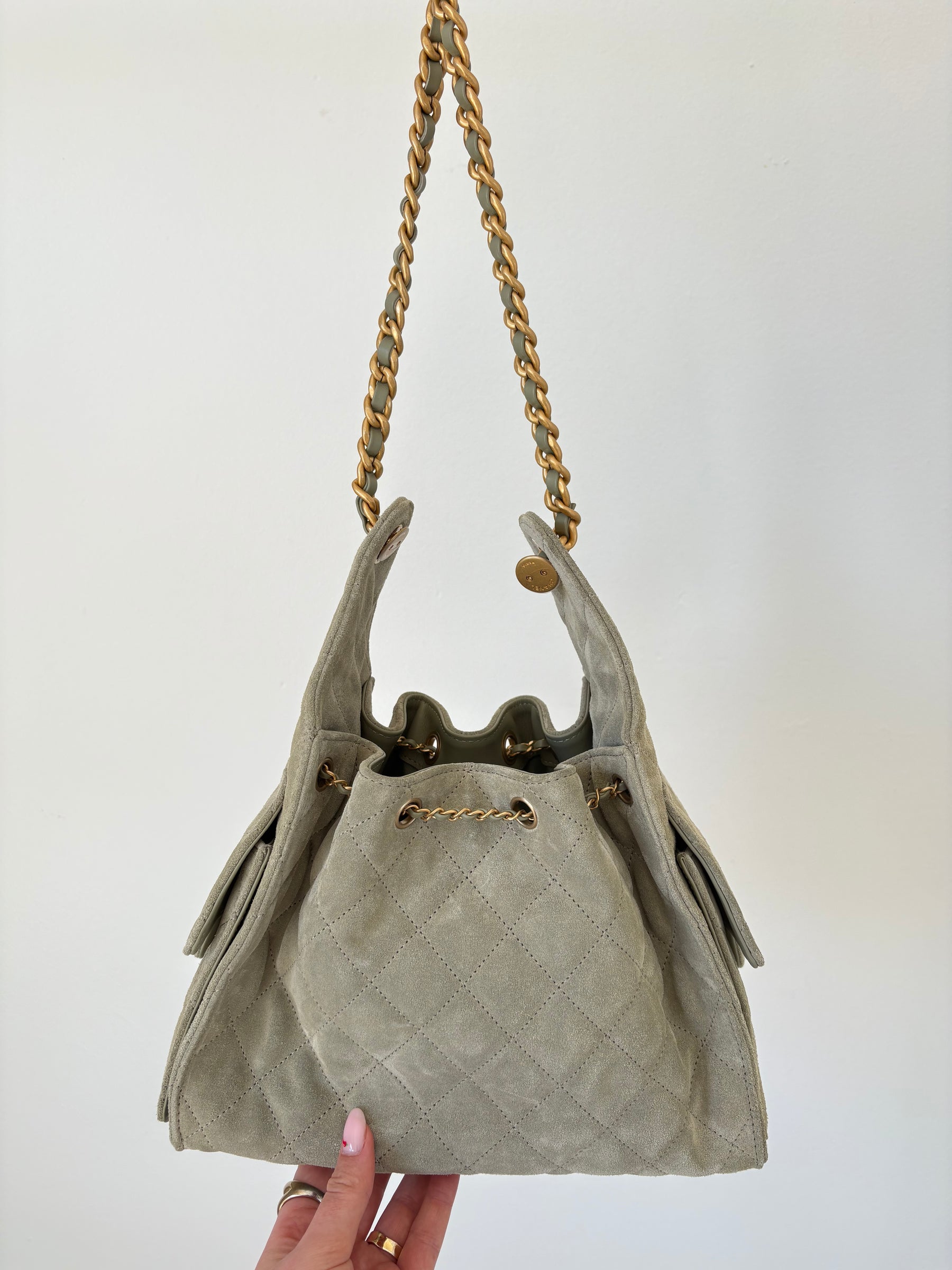 Chanel Small 25 in Sage Suede Bag
