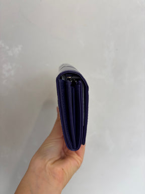 Dior Purple Patent Cannage Quilted Flap Wallet