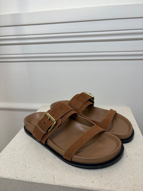 a.emery Tan Suede Slides, 37
