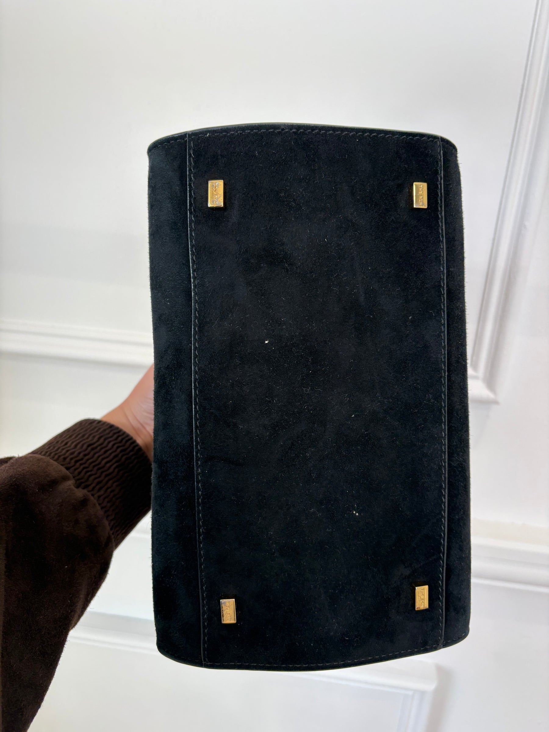 The Row Black Suede Soft Margaux 10 Bag