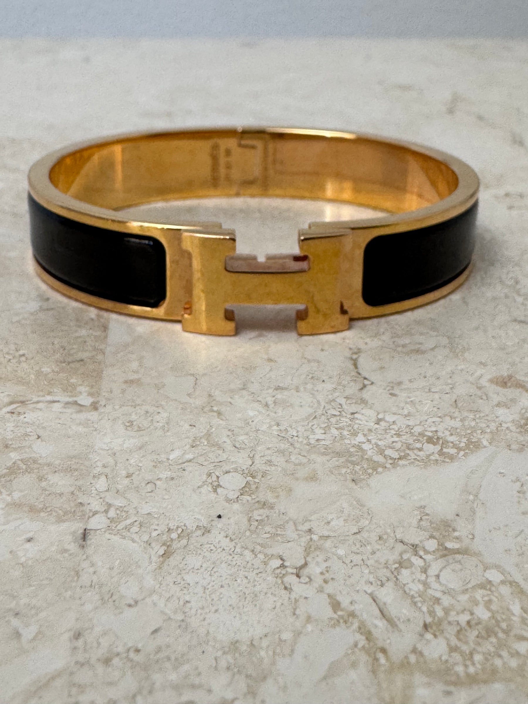 Hermès Click H Bracelet Rose Gold And Black PM