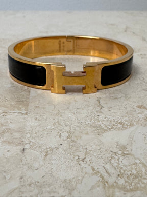 Hermès Click H Bracelet Rose Gold And Black PM