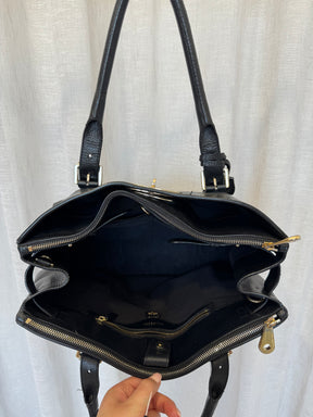Mulberry Black Leathert Double Zipped Bayswater Tote