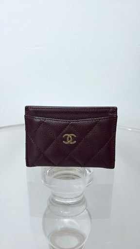 Chanel Burgundy Caviar Leather Card Holder