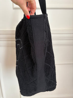 Chanel Black Terry Logo Tote and Towel SET