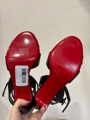 Christian Louboutin Black Leather Mariza Ankle Strap Heels, 37.5