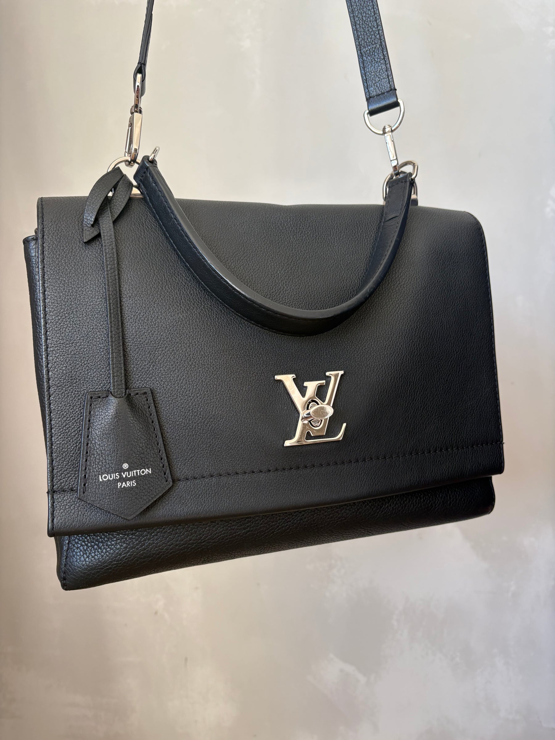 Louis Vuitton Black Leather Lockme II Top Handle Bag