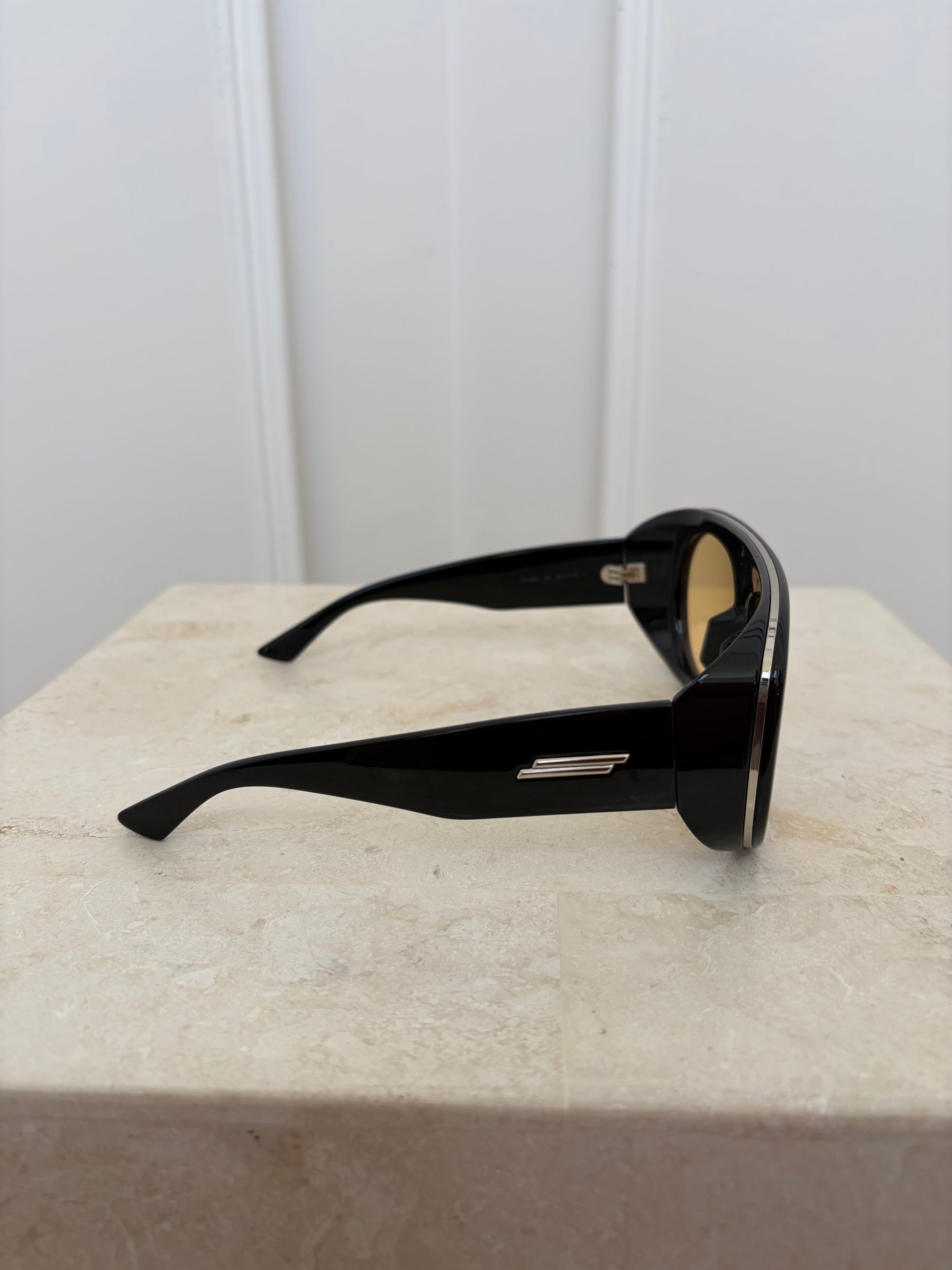 Bottega Veneta Black Acetate Osservatorio oversized aviator-style sunglasses