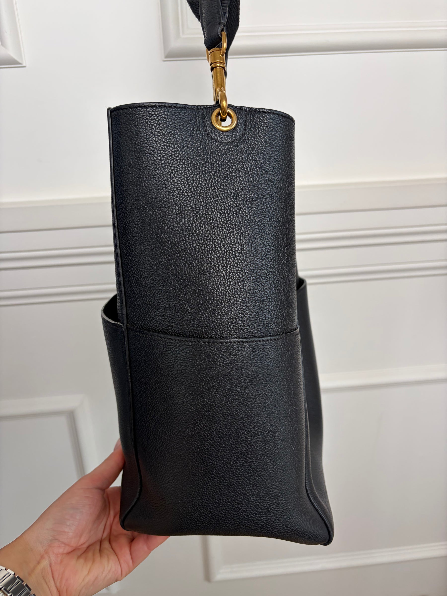 Céline Black Leather Seau Sangle Bucket Bag