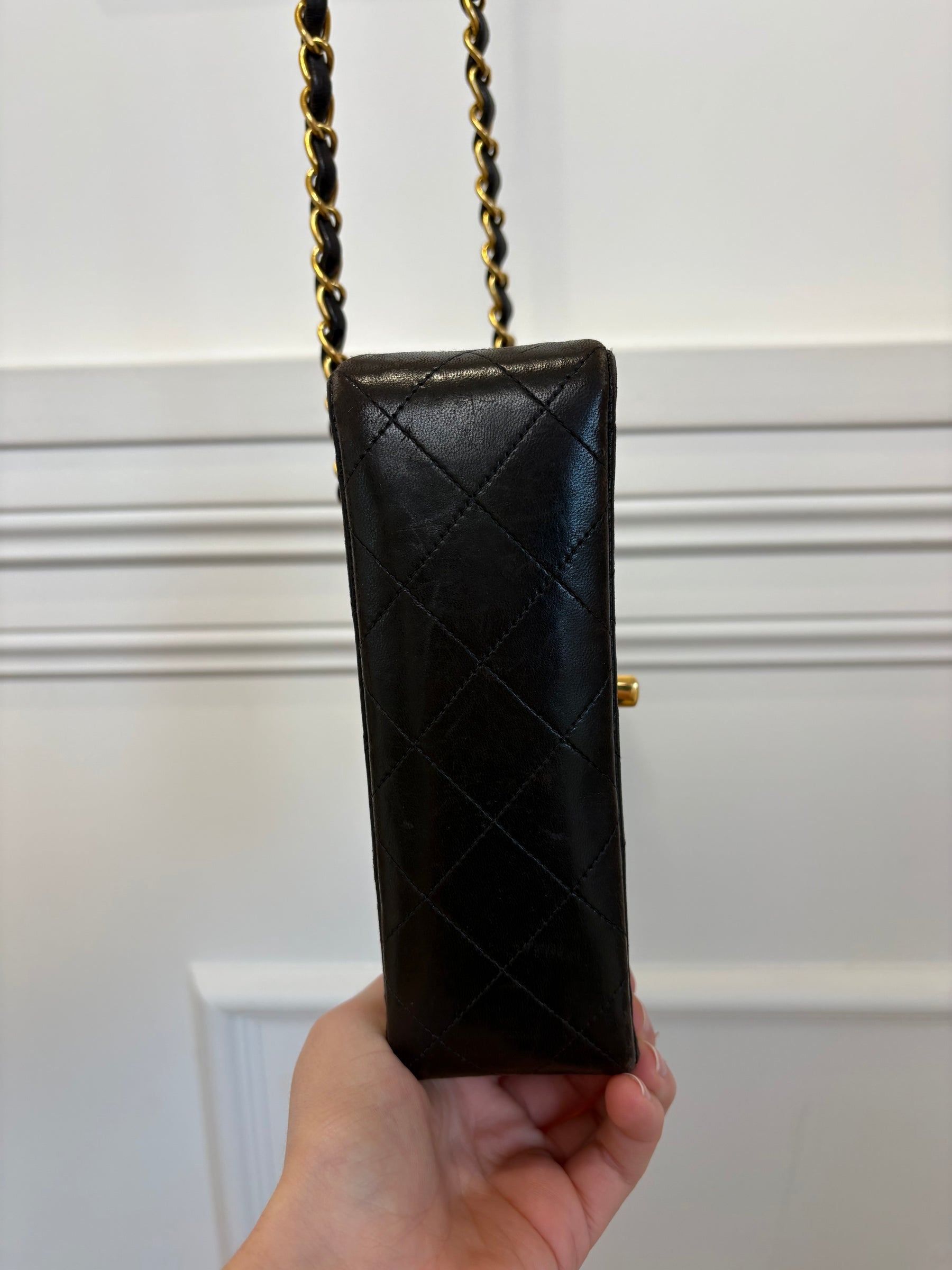 Chanel Vintage Mini Flap Bag Dark Brown Gold HW