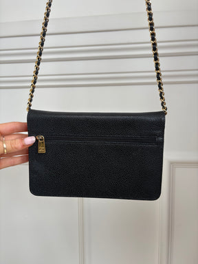 chanel Black CC Caviar Leather Woc