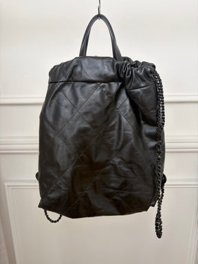 Chanel So Black Lambskin Leather 22 Backpack