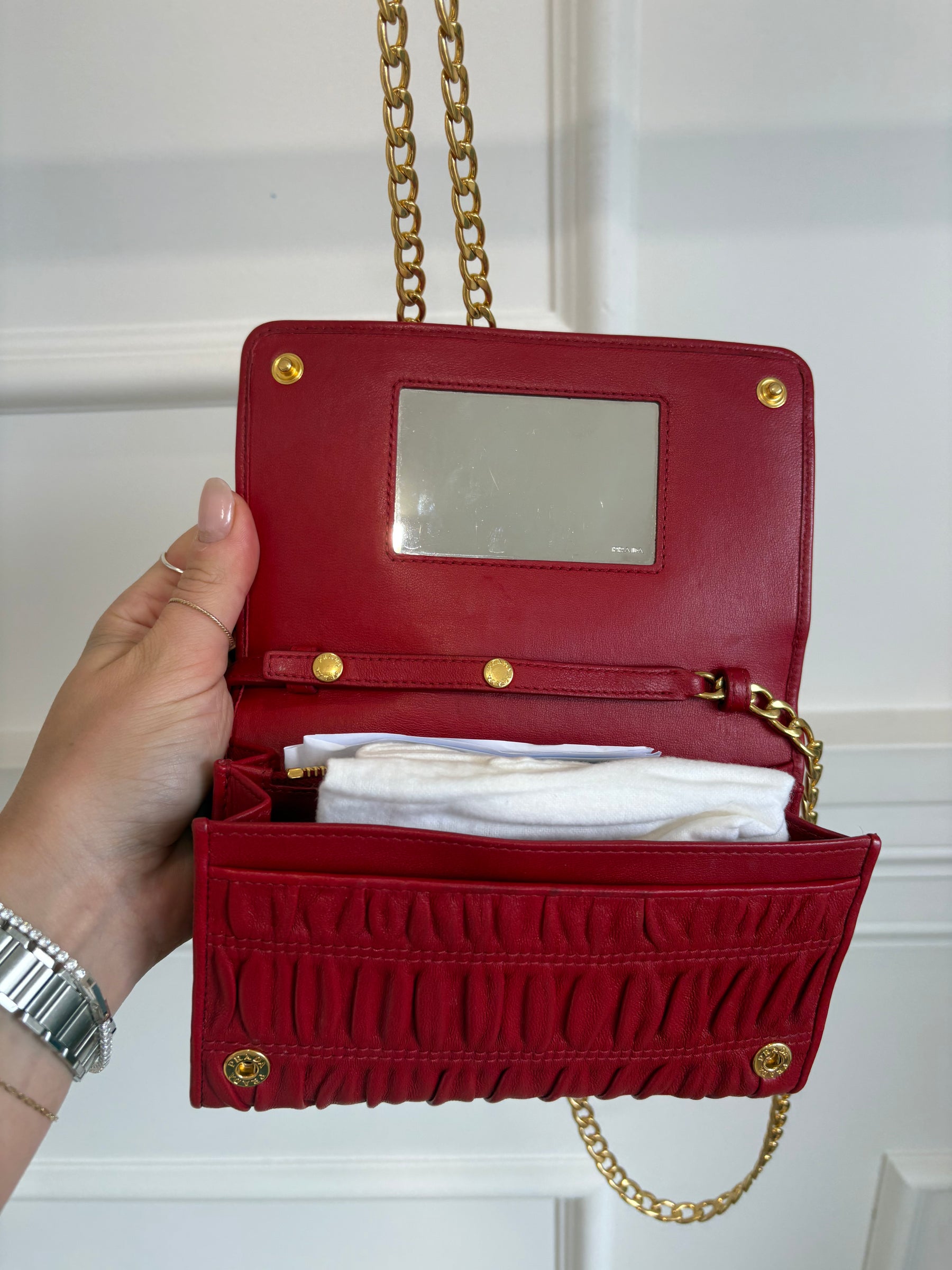 Prada Ruched Wallet On Chain