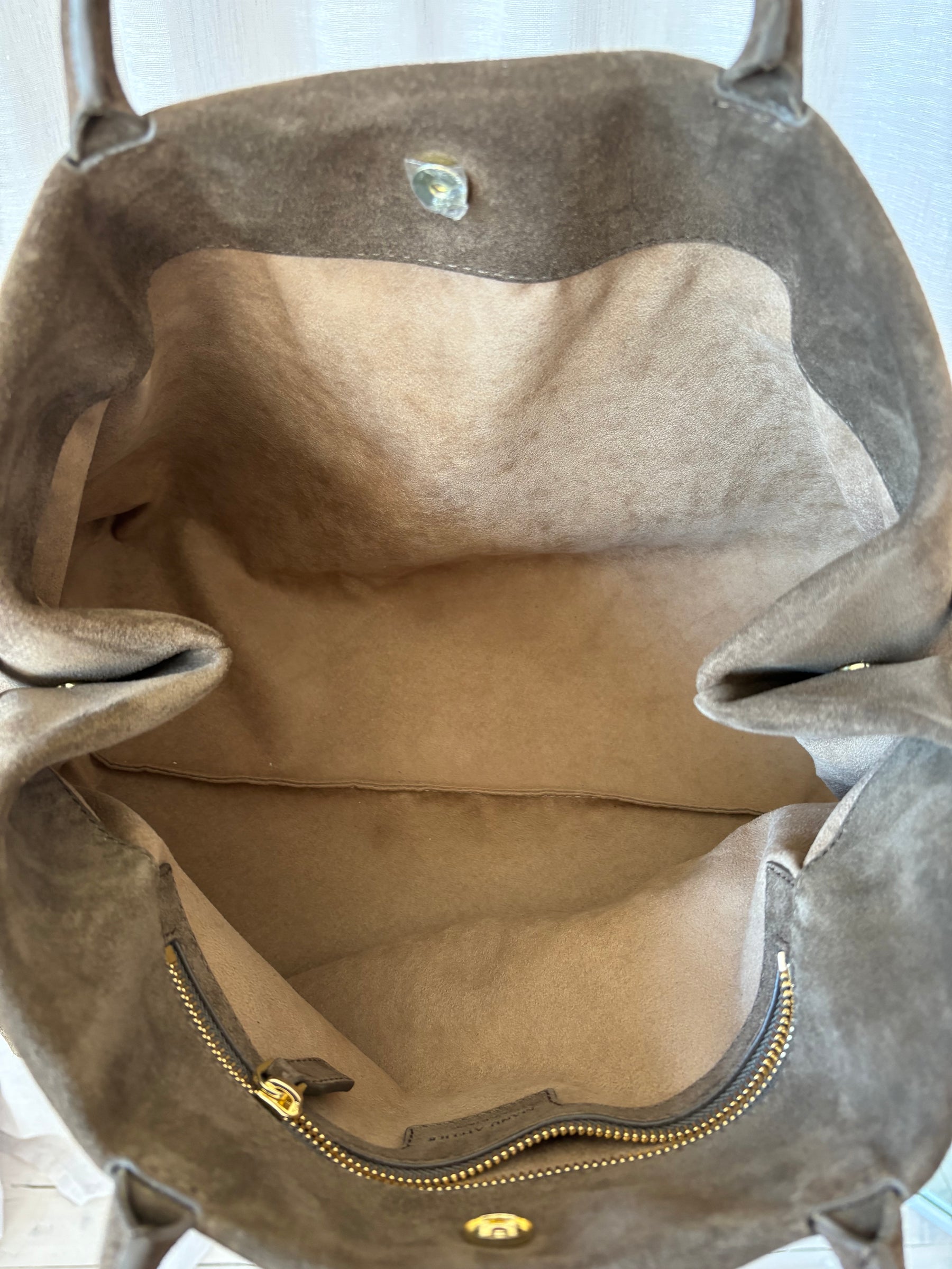 Manu Atelier Dark Taupe Suede Le Cambon 40 Tote Bag