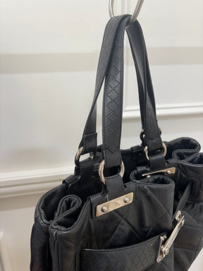 Chanel Large Leather Quilted Tote with Silver Hardware