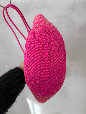 Loewe Pink Raffia Small Anagram Basket Bag