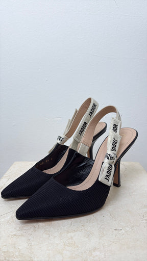 Dior Black Technical J'adior Slingback's, 36