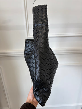Bottega Veneta Black Intrecciato Leather Hop Shoulder Bag