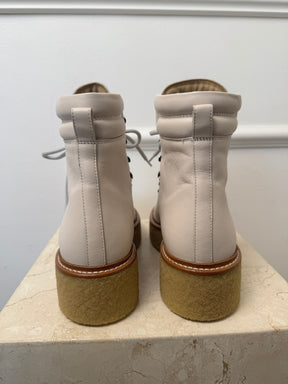 Hermès Cream Leather Discovery Combat Boots, 38