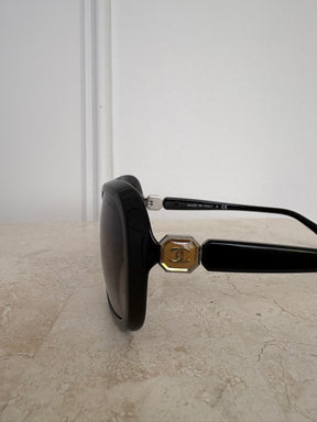 Chanel Black Rectangular Sunglasses