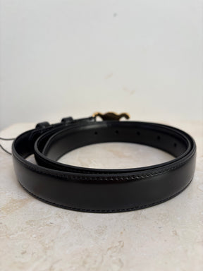 Celine Black Leather Triomphe Belt, 80