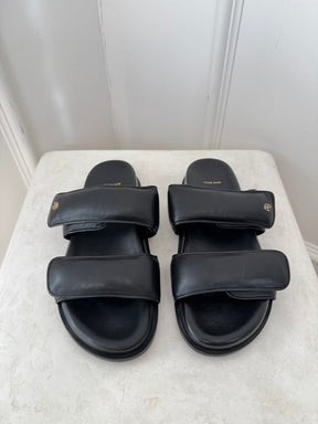 Anine Bing Black Puffy Slides, 39