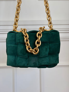Bottega Veneta Suede Cassette Bag In Green