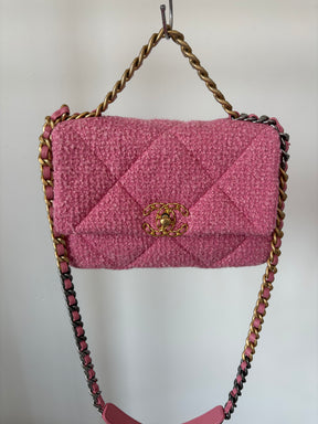 Chanel Pink Tweed Boucle Small 19 Bag