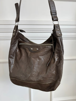 Balenciaga Dark Khaki Crossbody City Hobo Bag