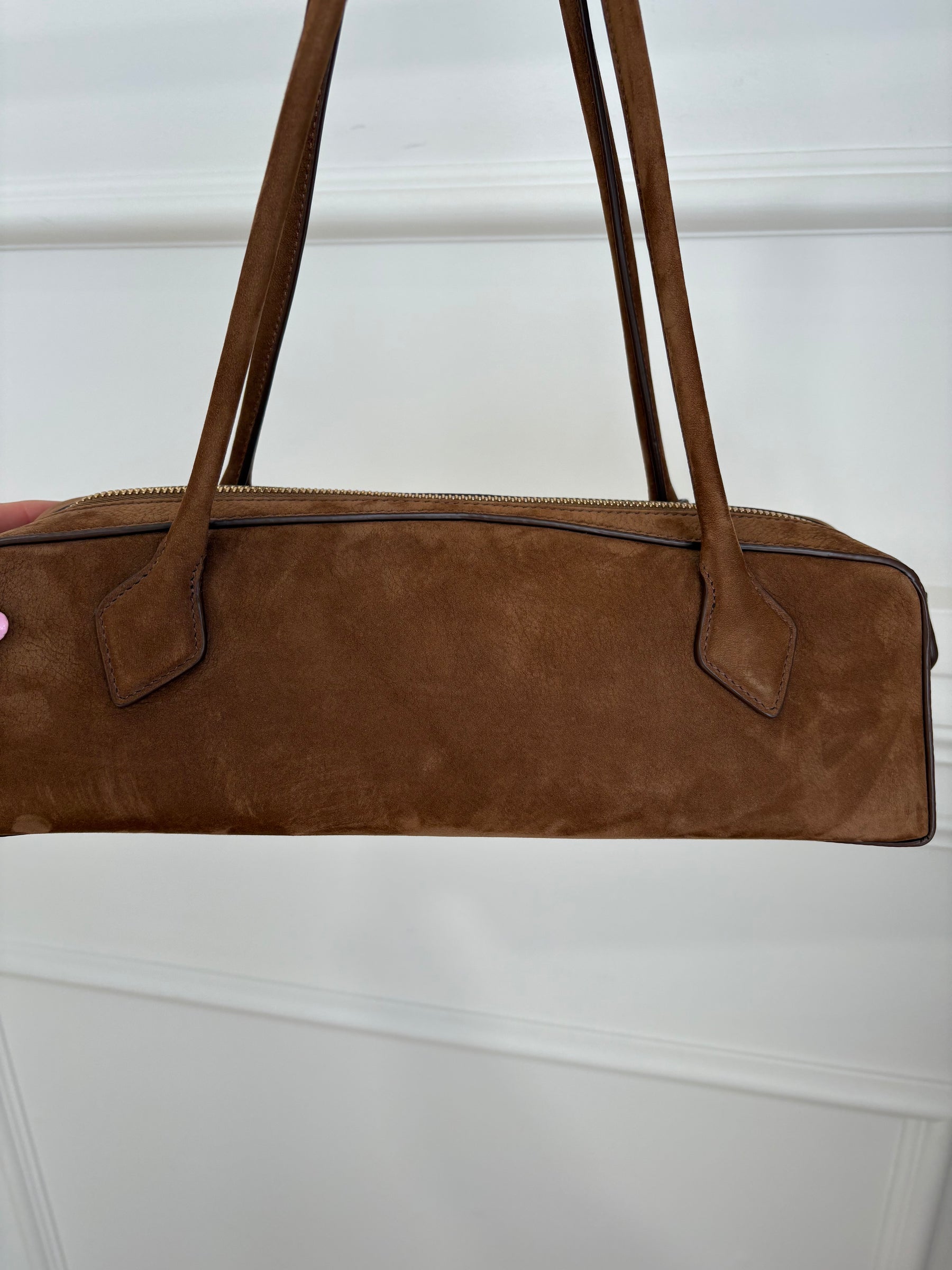 Alaïa Tan Le Teckel medium nubuck shoulder bag