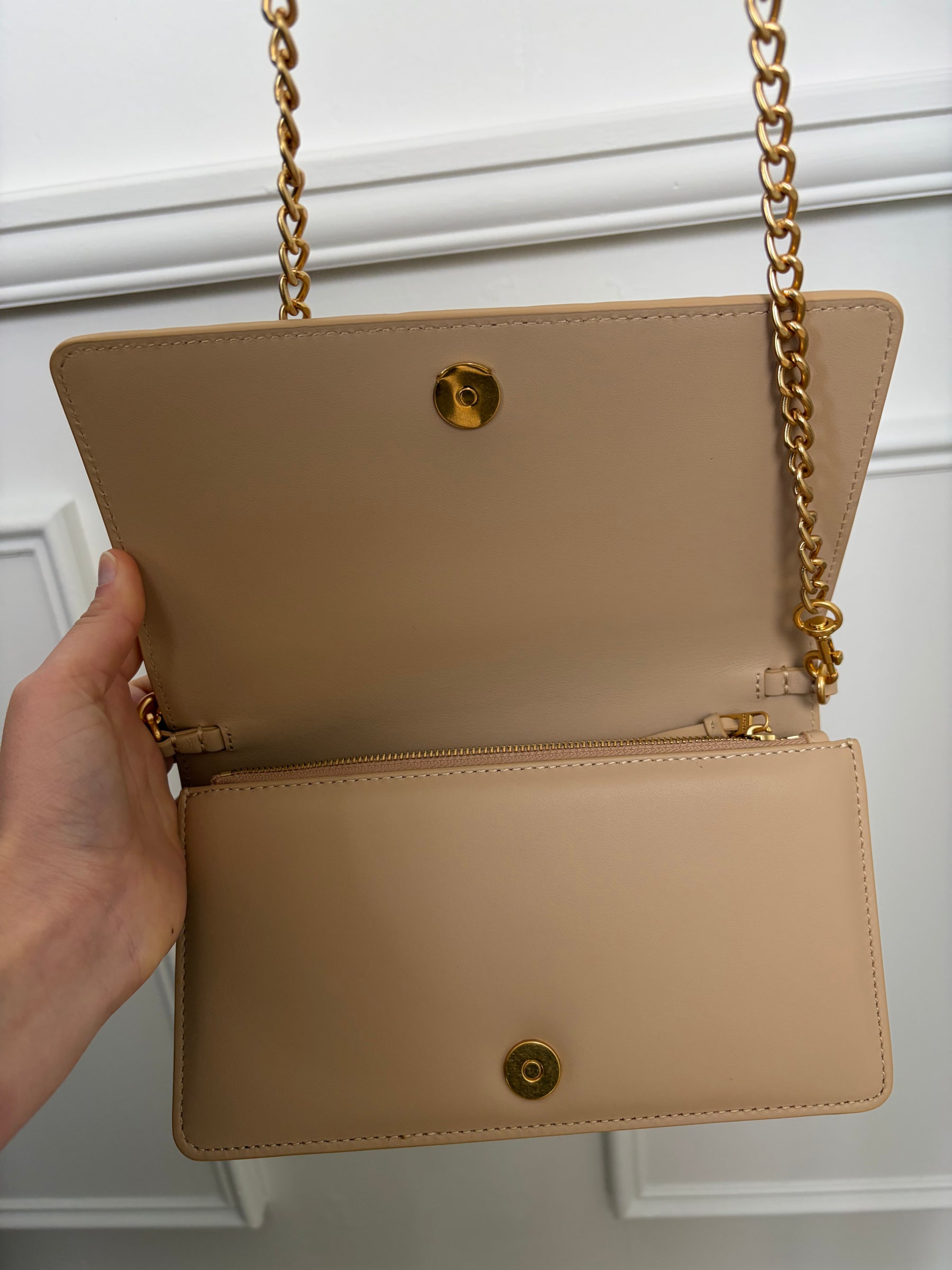 Oroton Beige Quilted leather Crossbody Bag
