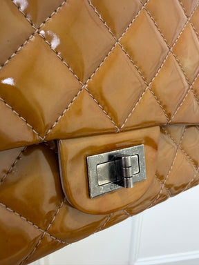 Chanel Reissue 2.55 Patent Bag Silver Hardware In Whiskey