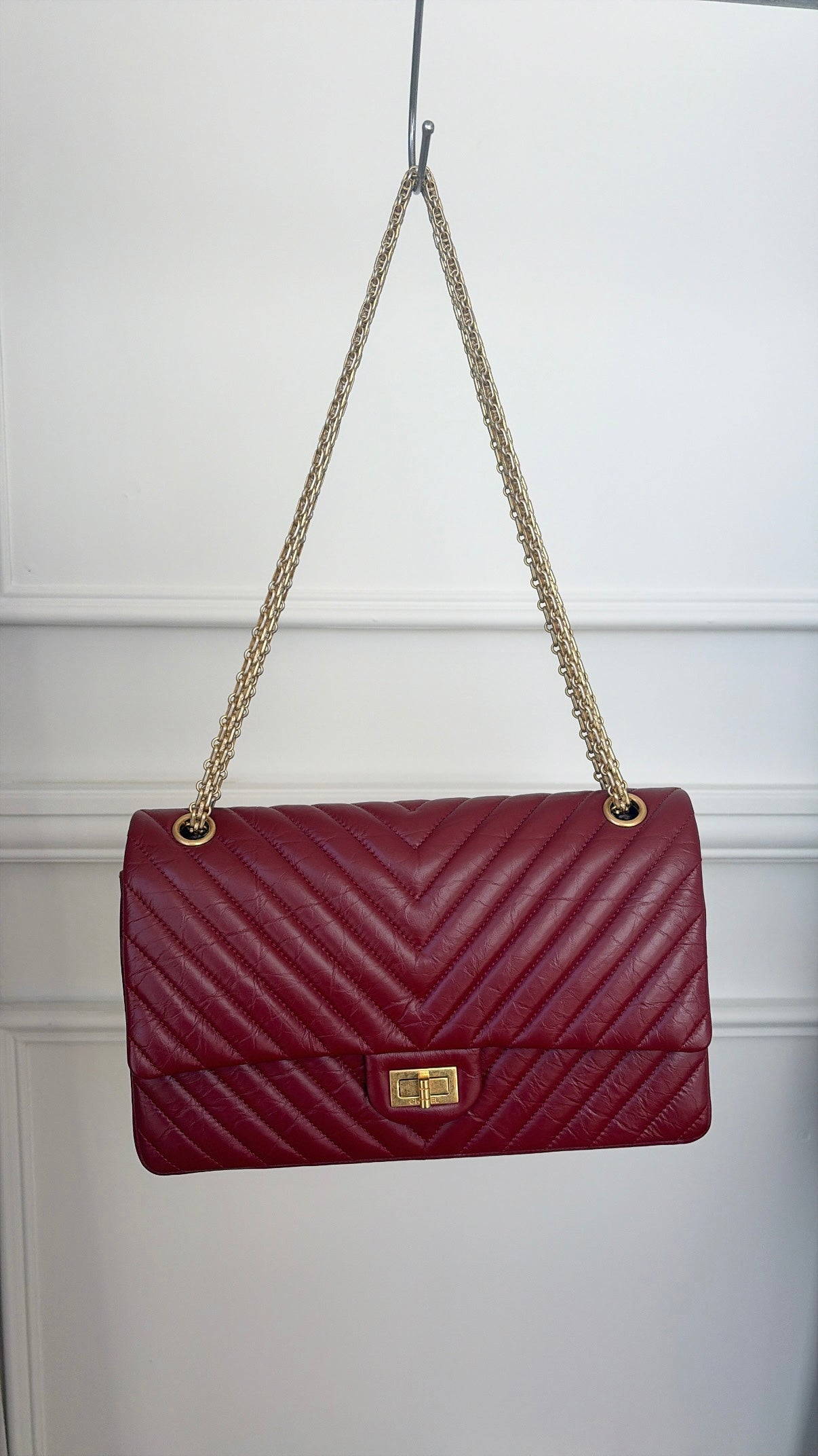Chanel Maroon Quilted Leather 2.55 Reissue Medium Double Flap Bag