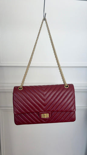 Chanel Maroon Quilted Leather 2.55 Reissue Medium Double Flap Bag