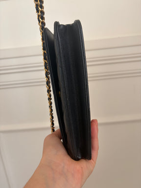 Chanel Black Lambskin Leather Wallet on Chain with Gold Hardware